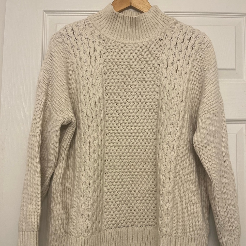 GAP Cream Textured Mock Turtleneck Sweater
